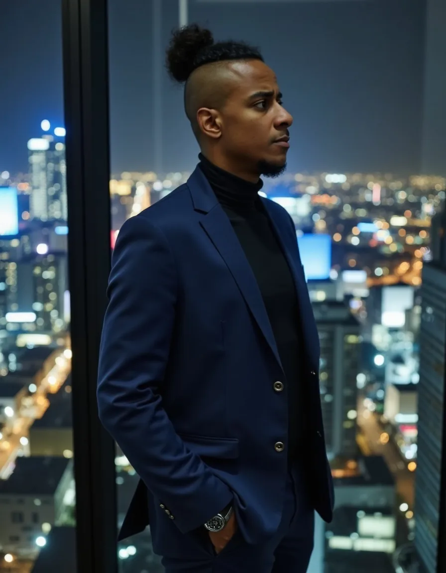 Valdemiro Ferreira diante da cidade à noite